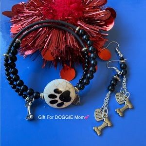Dog Bracelet & Earrings.  Dog Lover Special.  I Love My Dog Gift💕